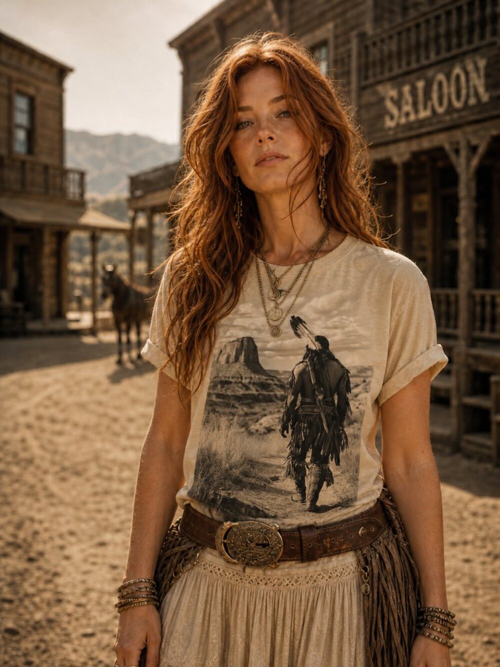 INDIAN WALKING AWAY T-SHIRT
